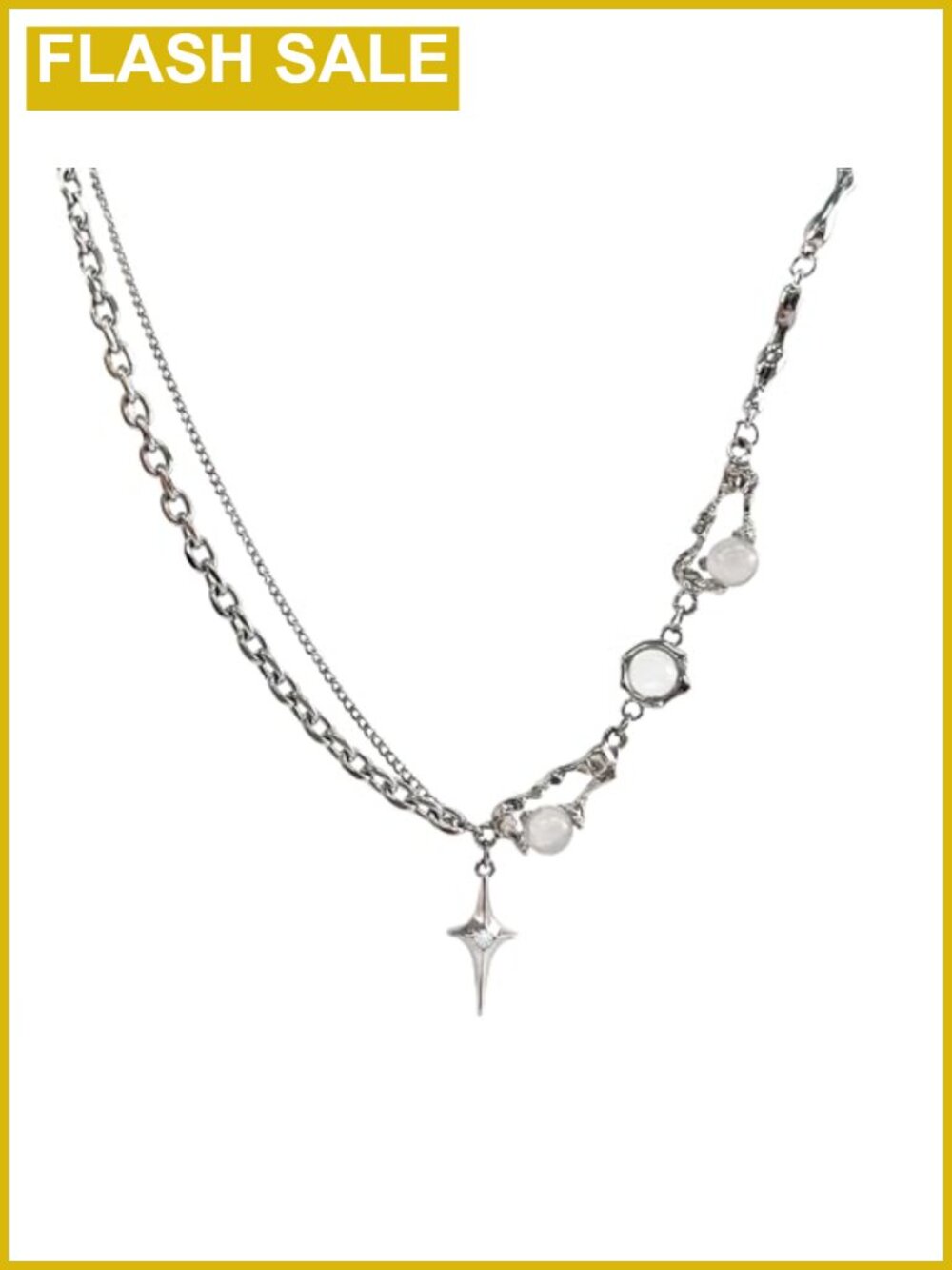 Y2K Star Pendant Necklace Irregular Link Chain Lobster Clasp